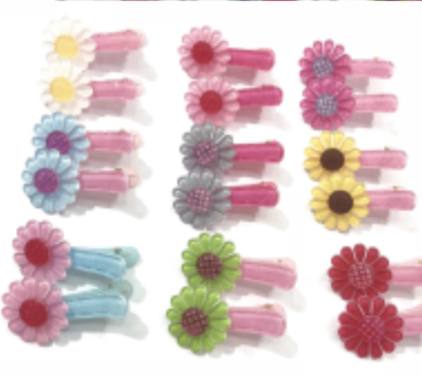 Flowers  kids 2pc Small Hair Clip Set