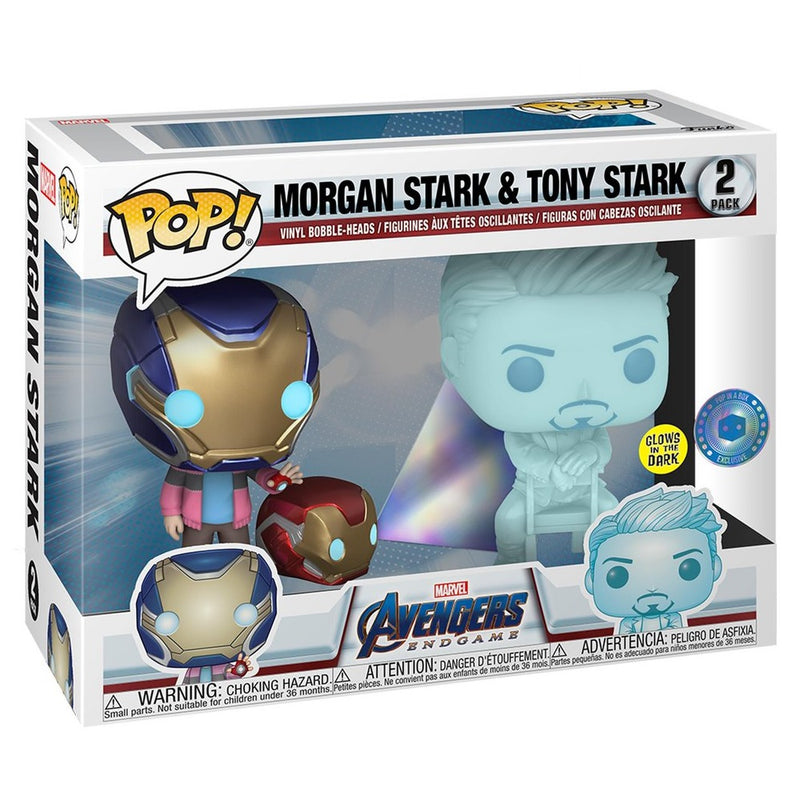 Avengers 4: Endgame - Morgan & Hologram Tony Glow with Helmet US Exclusive Pop! Vinyl 2-Pack[RS]