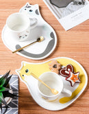 Cat Mug and Saucer Set with Spoon