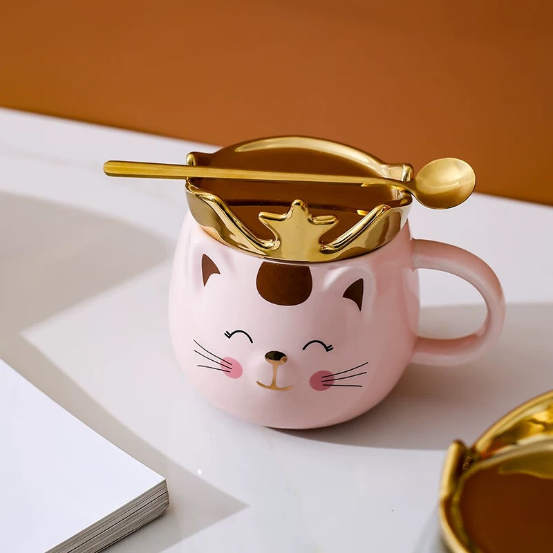 Queenie Cat Ceramic Mug with Spoon