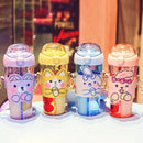 Kawaii Animal Dual Compartment Drink Bottle with Strap