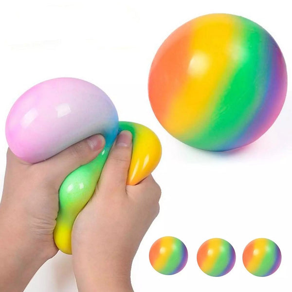 Squeeze Rainbow Colour Change Powder Filled Ball 10cm