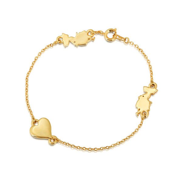 Alice In Wonderland - Heart Bracelet (Gold)