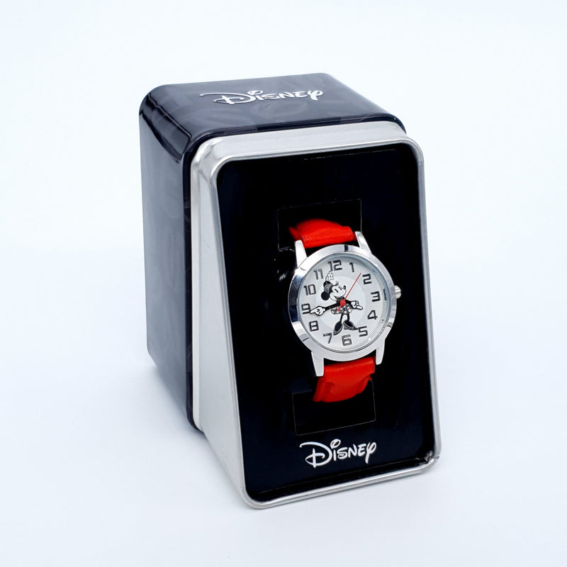 Disney Petit Minnie Mouse Adult Specialty Watch Faux Red Leather Strap