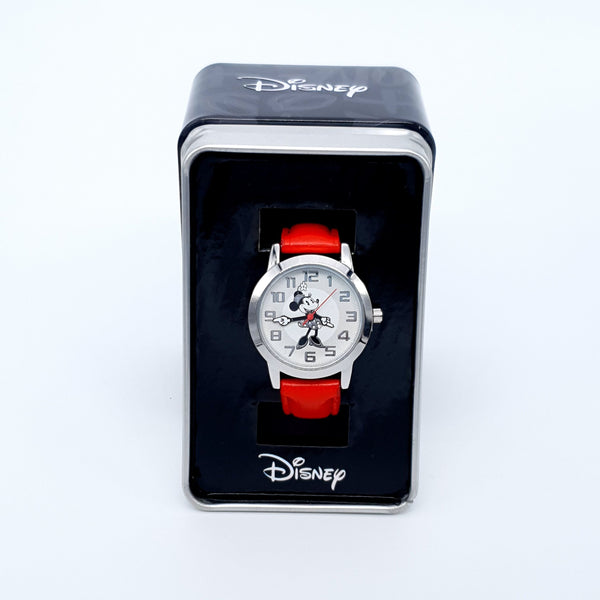 Disney Petit Minnie Mouse Adult Specialty Watch Faux Red Leather Strap