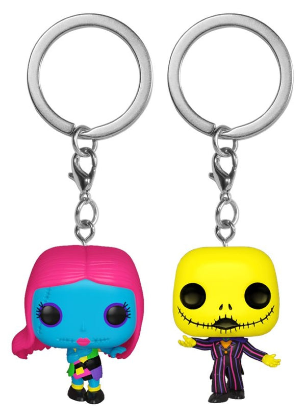 The Nightmare Before Christmas - Jack & Sally Black Light Pocket Pop! Keychain 2-Pack [RS]