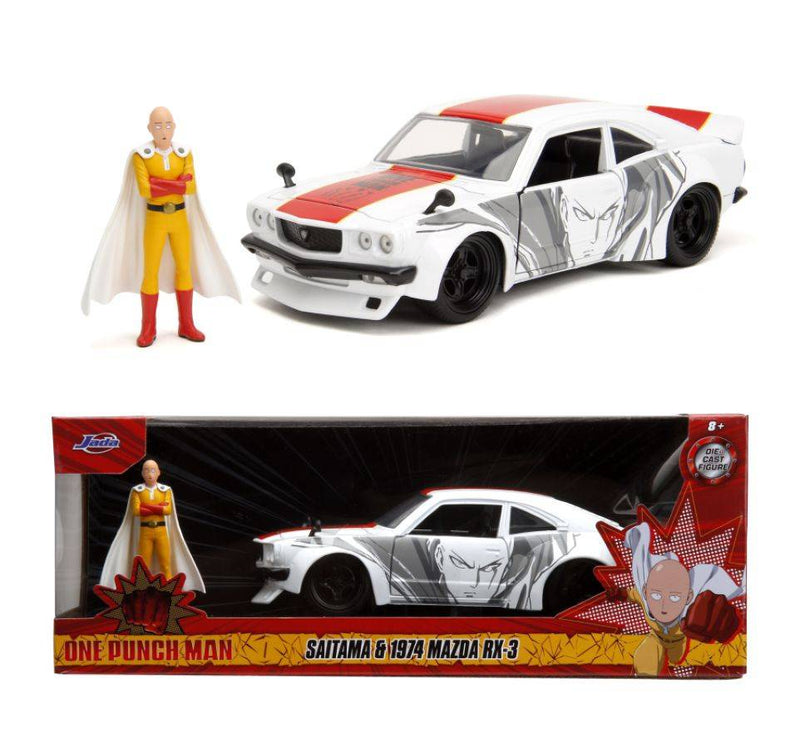 One Punch Man - 1974 Mazda RX-3 with Saitama 1:24 Scale Set