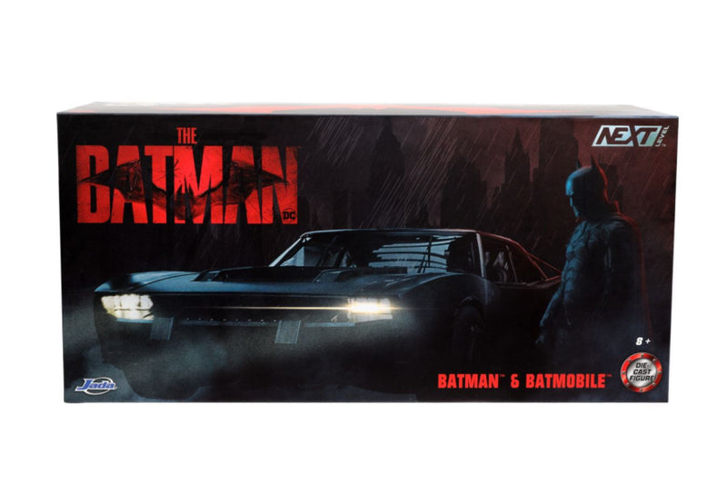 The Batman - Batmobile Chrome Black SDCC 2022 1:24 Scale with Batman