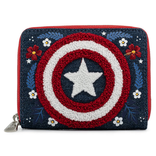 Captain America - Floral Shield Zip Purse