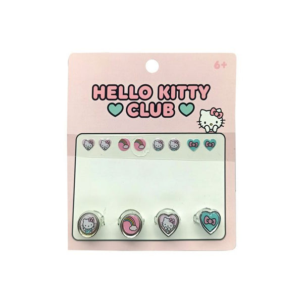 Hello Kitty Club Stick On Earrings and Rings Set