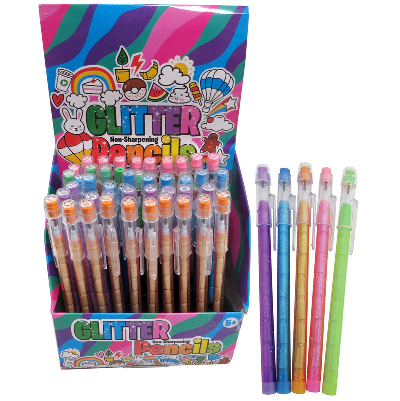 GLITTER PENCIL ASST 15cm