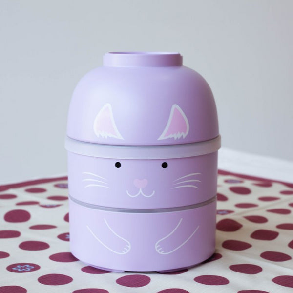 Big Kokeshi Neko Bento Cat Purple