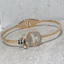 Crystal Bee Bangle (Rose Gold)