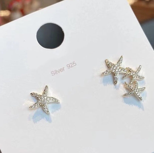 Sea Star Asymmetrical Stud Earrings