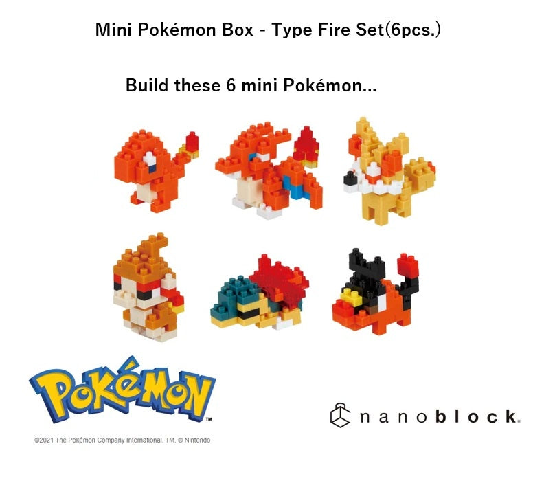 Nanoblock - Mini Pokémon Box - Fire Type Set (6pc)