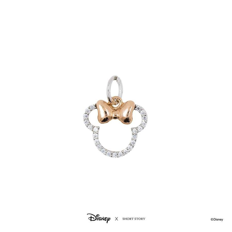 Disney - Diamante Minnie Ears Stencil Charm Necklace (Silver)