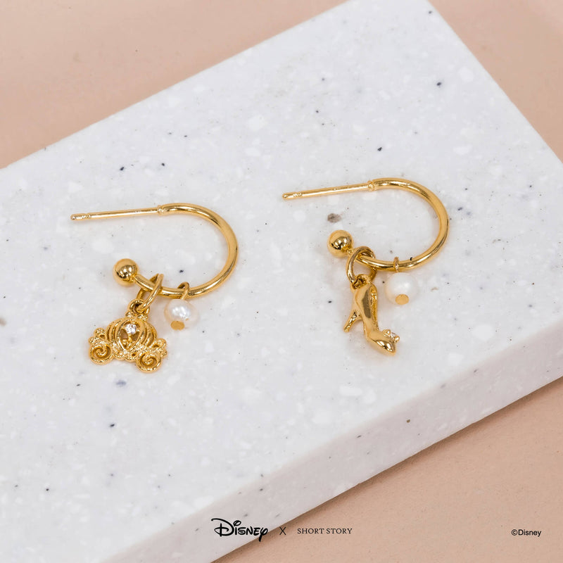 Disney - Cinderella - Carriage and Slipper Hoop Earrings (Gold)