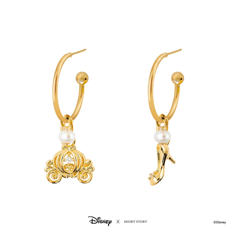Disney - Cinderella - Carriage and Slipper Hoop Earrings (Gold)