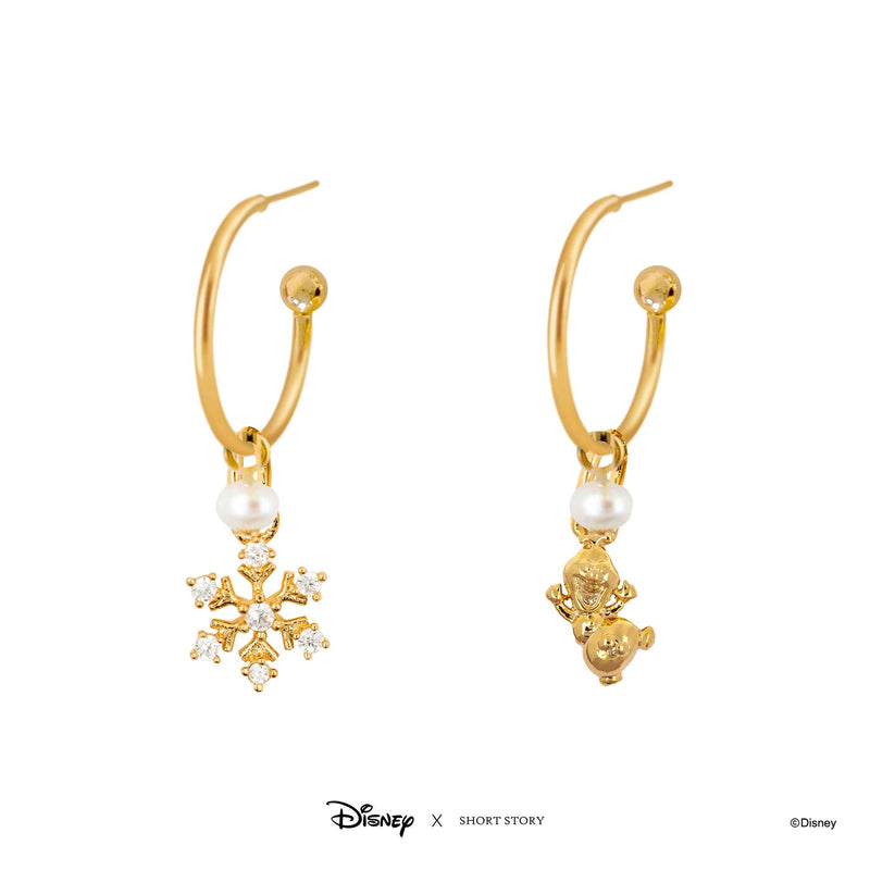 Disney - Frozen - Olaf and Snowflake Hoop Earring (Gold)