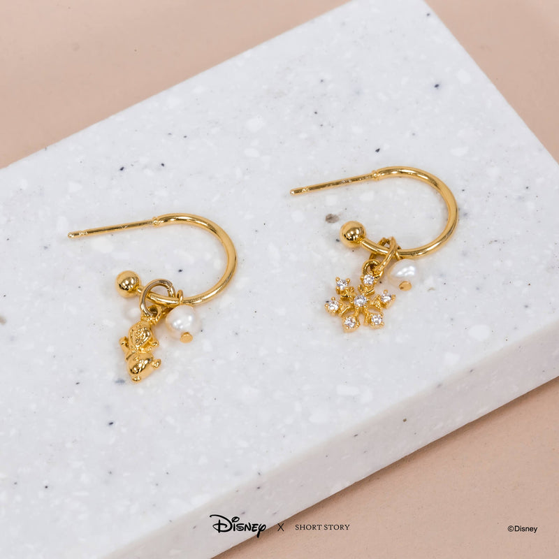 Disney - Frozen - Olaf and Snowflake Hoop Earring (Gold)