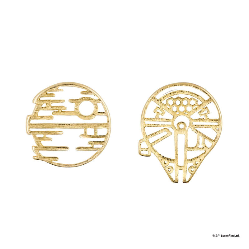 Star Wars - Death Star & Millennium Falcon Earrings (Gold)