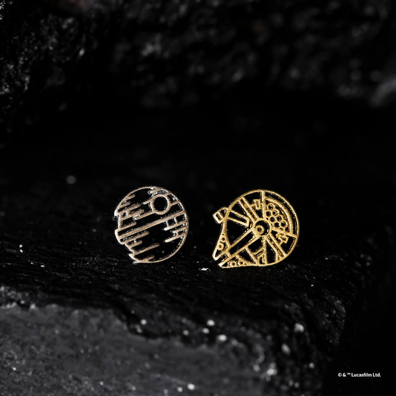 Star Wars - Death Star & Millennium Falcon Earrings (Gold)