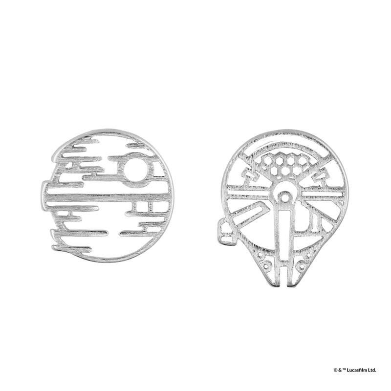 Star Wars - Death Star & Millennium Falcon Earrings (Silver)