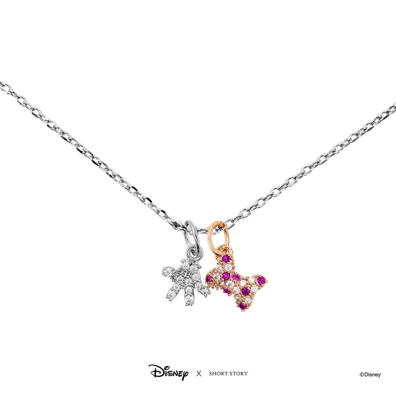 Disney - Diamante Mickey Glove and Minnie Bow Necklace