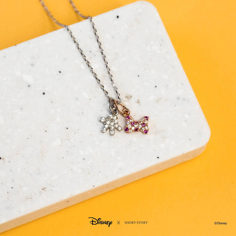 Disney - Diamante Mickey Glove and Minnie Bow Necklace