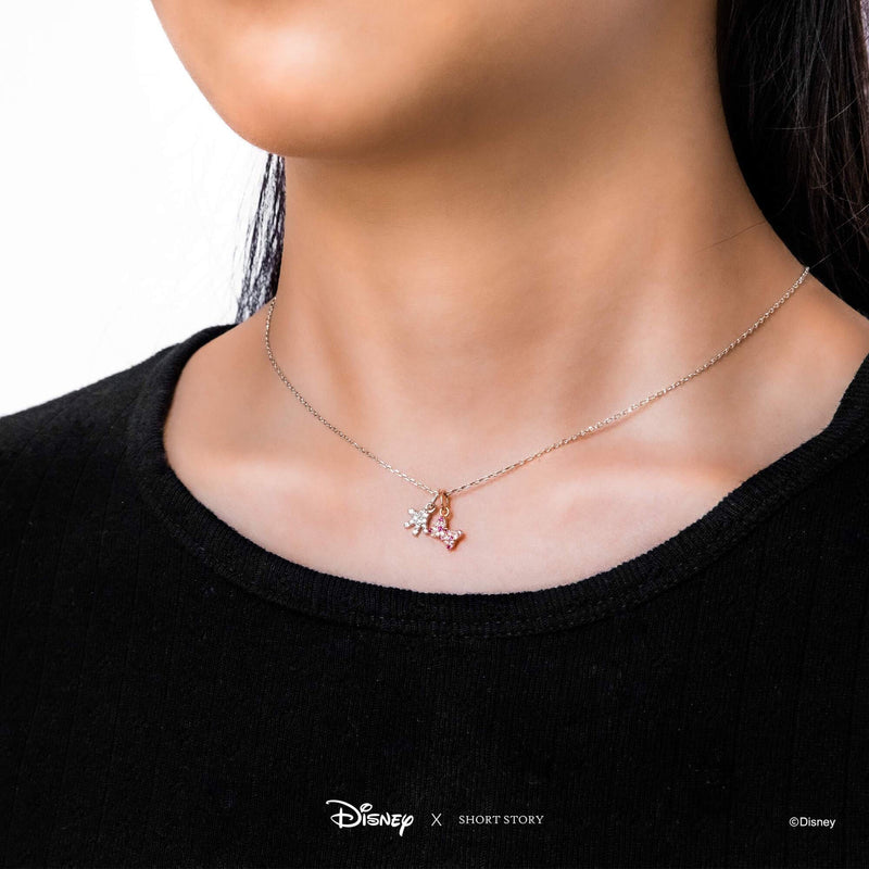 Disney - Diamante Mickey Glove and Minnie Bow Necklace
