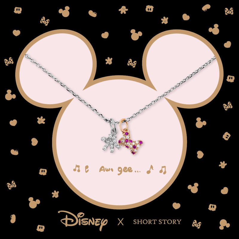 Disney - Diamante Mickey Glove and Minnie Bow Necklace